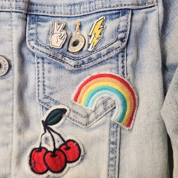 Abercrombie Kids Girls Denim Patched Jacket In Light Wash Size 9 / 10 - Picture 9 of 12